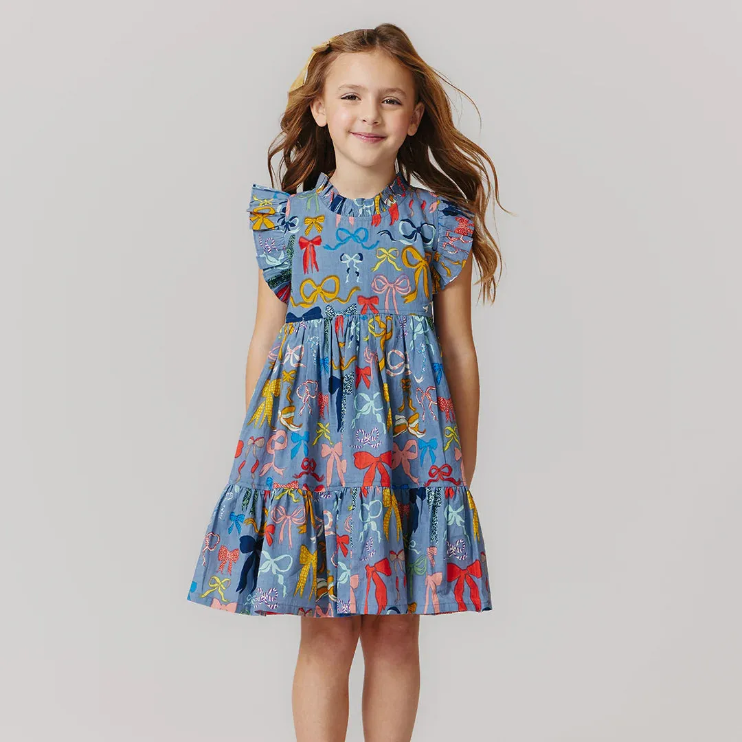 Robe Jennifer pour Fille avec Nœuds sur Nœuds