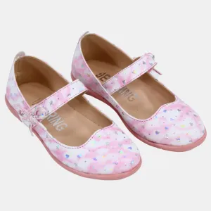 Chaussures en Cuir pour Filles – Rose avec Détails en Forme de Cœur
