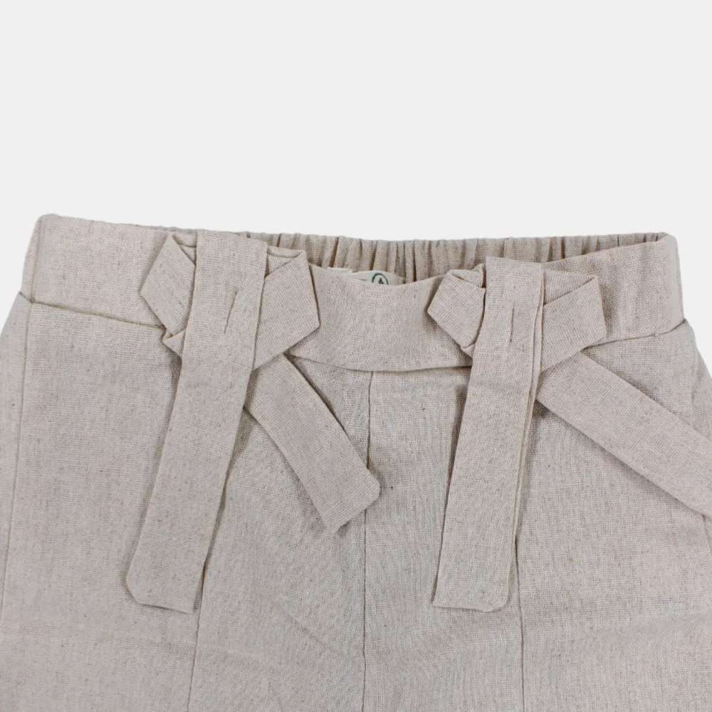 Short en lin pour filles – Détails avec nœud
