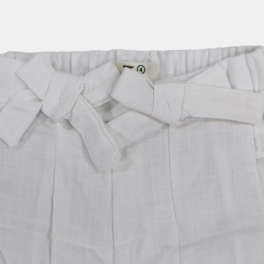 Short en lin pour filles – Détails avec nœud