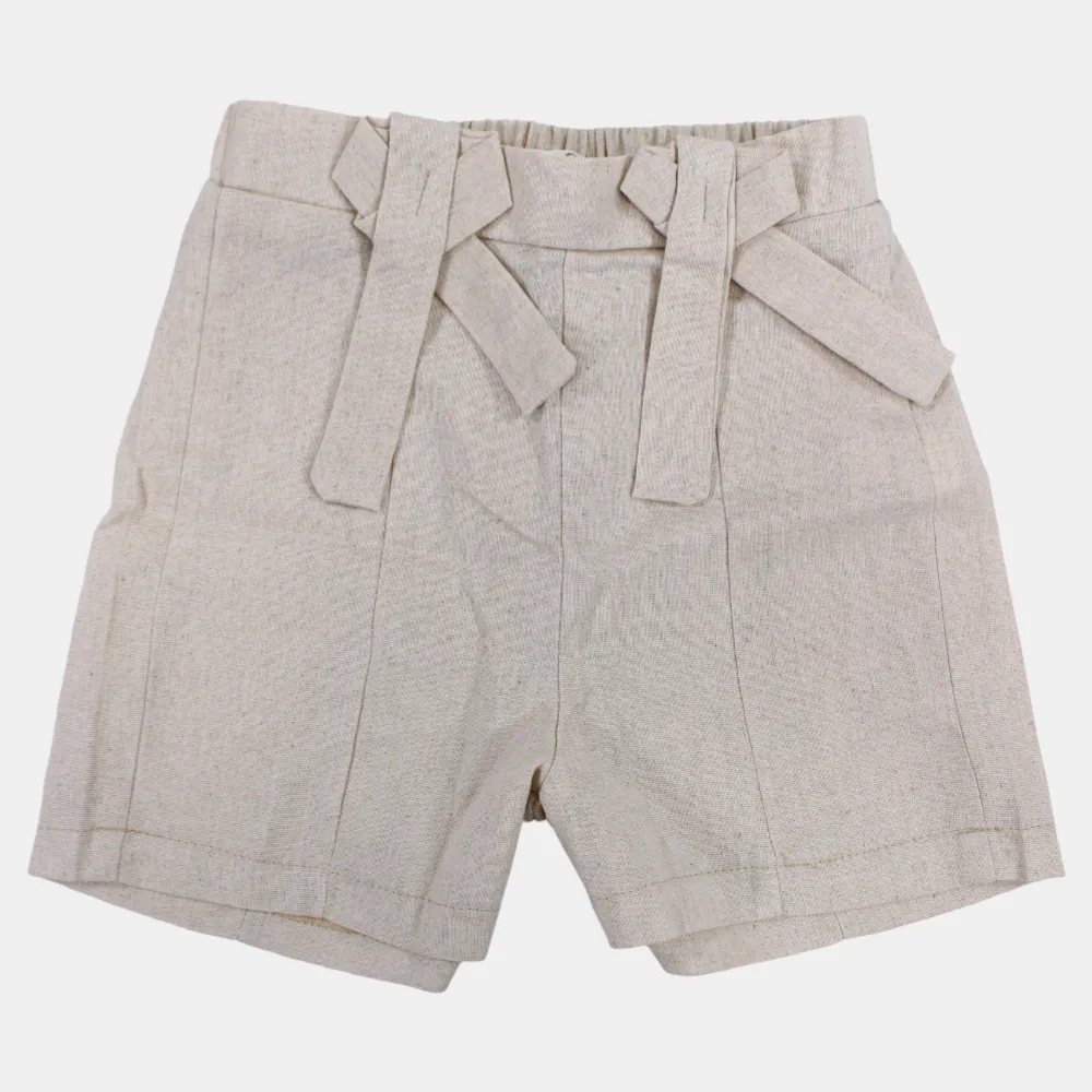 Short en lin pour filles – Détails avec nœud