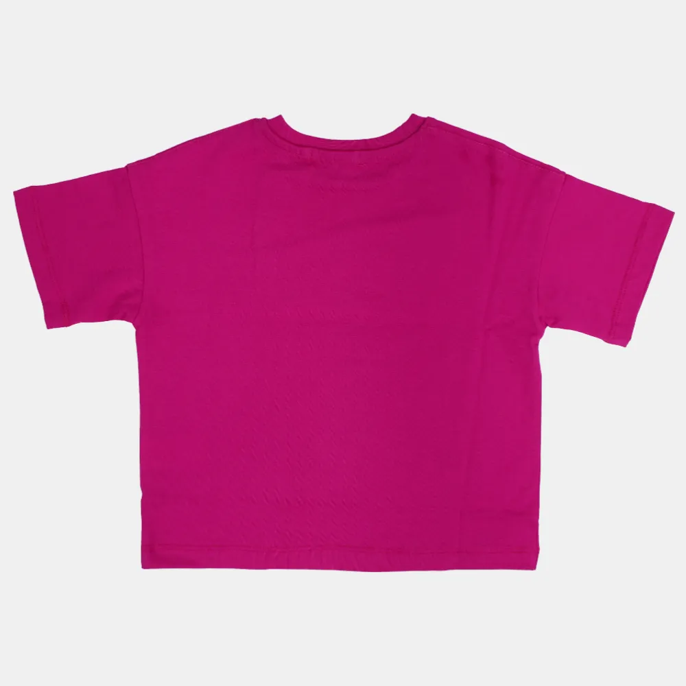 T-shirt à manches courtes oversized pour filles – Fuchsia uni
