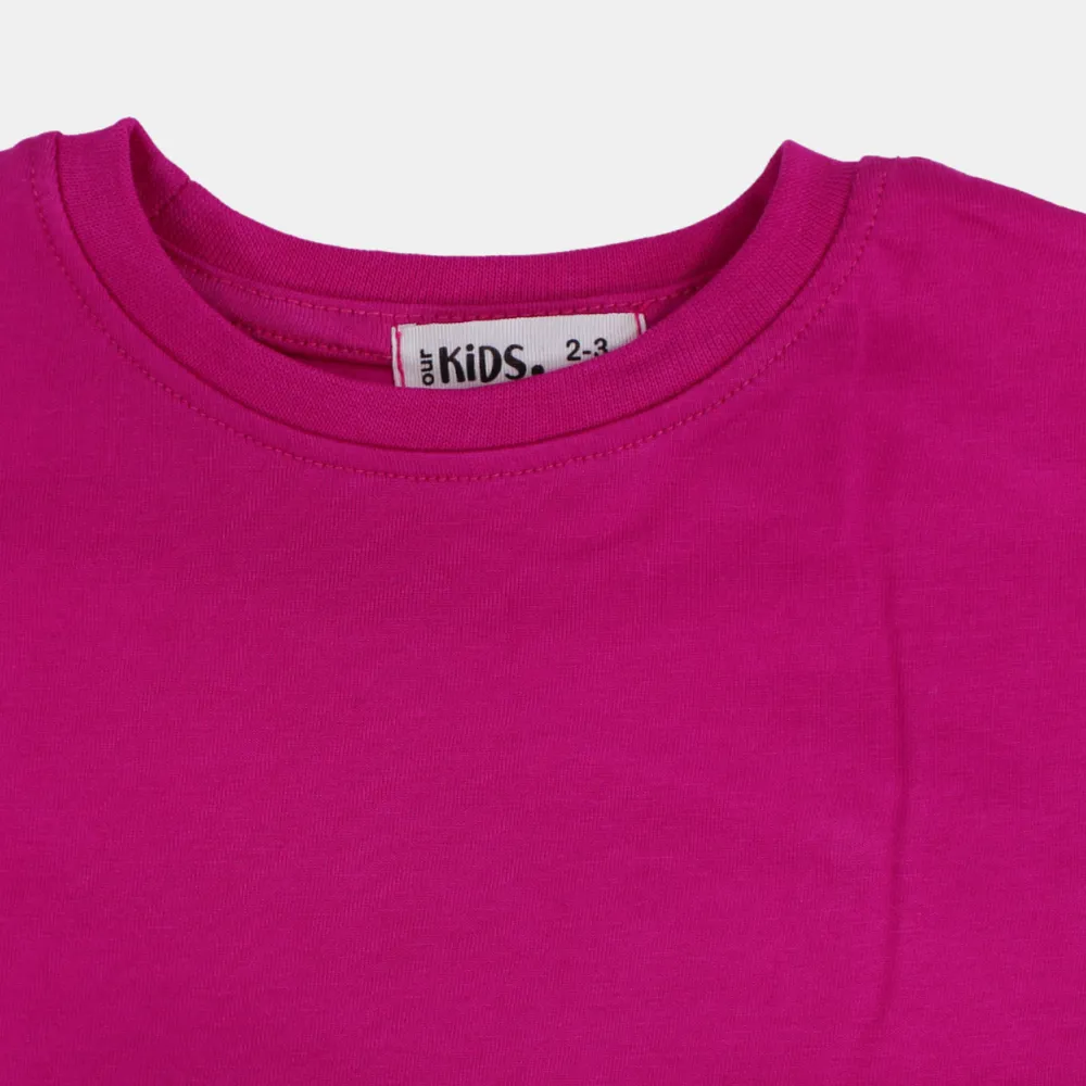 T-shirt à manches courtes oversized pour filles – Fuchsia uni