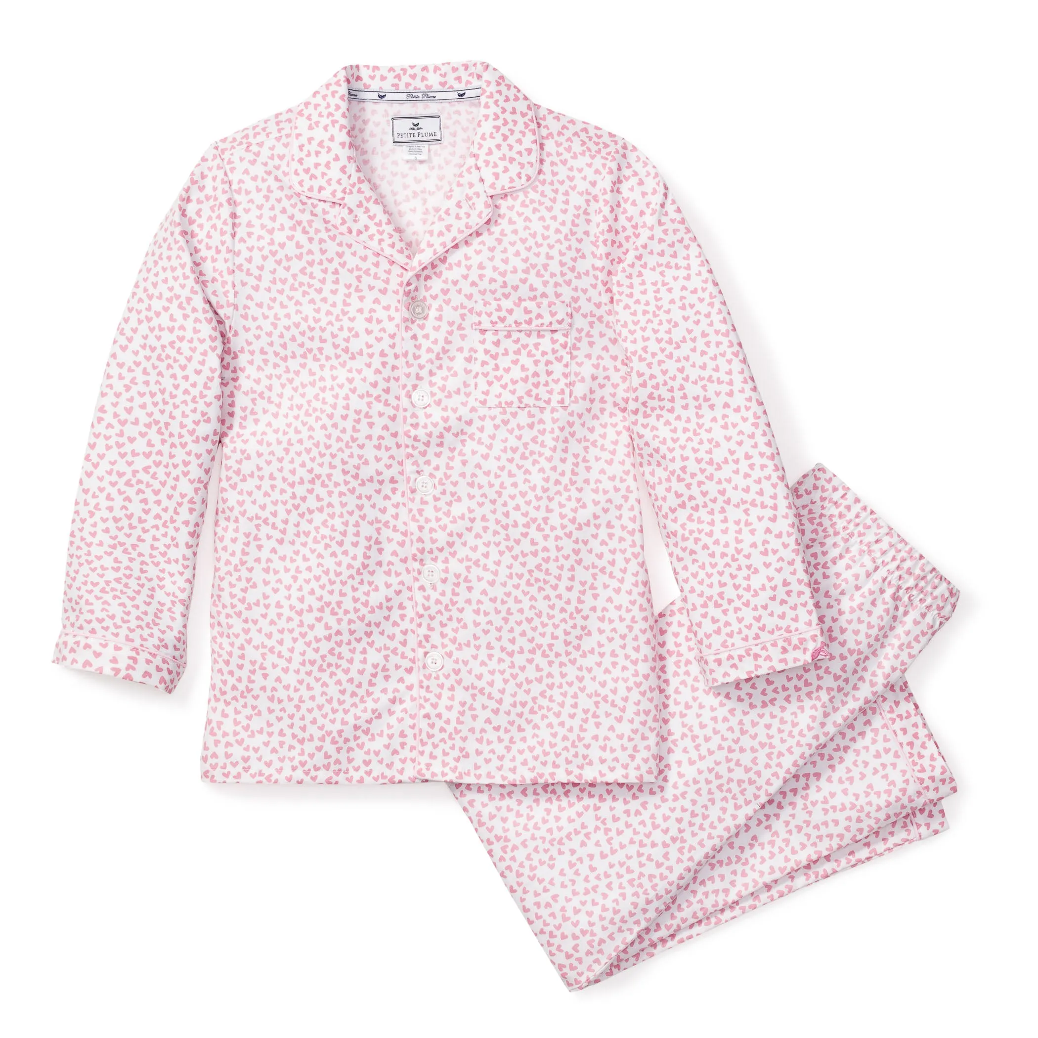 pyjama fille rose à col en cœur