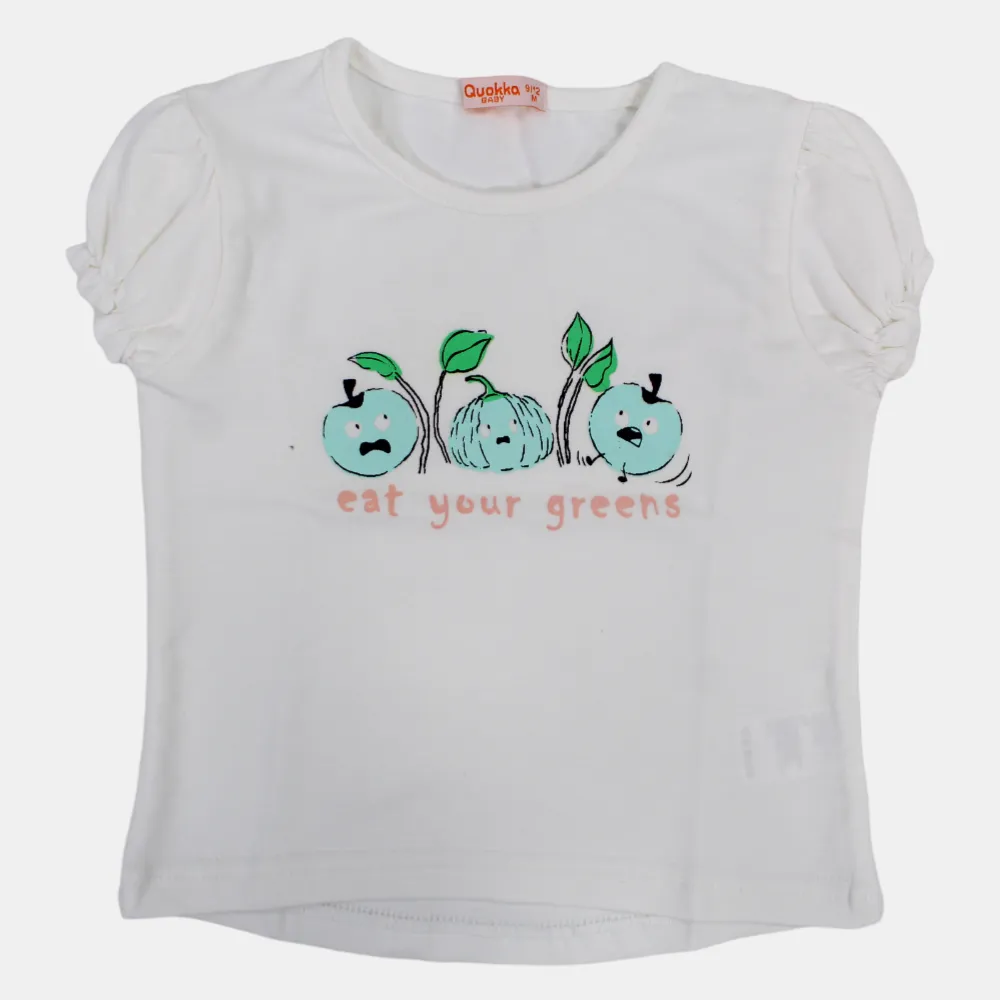 T-shirt en coton à manches courtes pour filles avec impression 