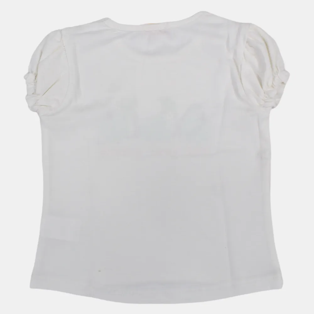 T-shirt en coton à manches courtes pour filles avec impression 