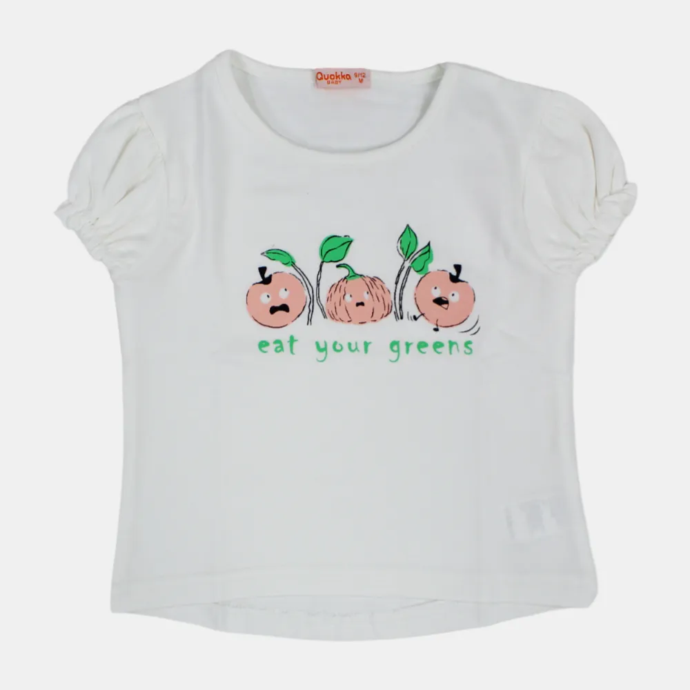 T-shirt en coton à manches courtes pour filles avec impression 