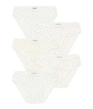 culottes mini cœurs blanc pour filles - lot de 5