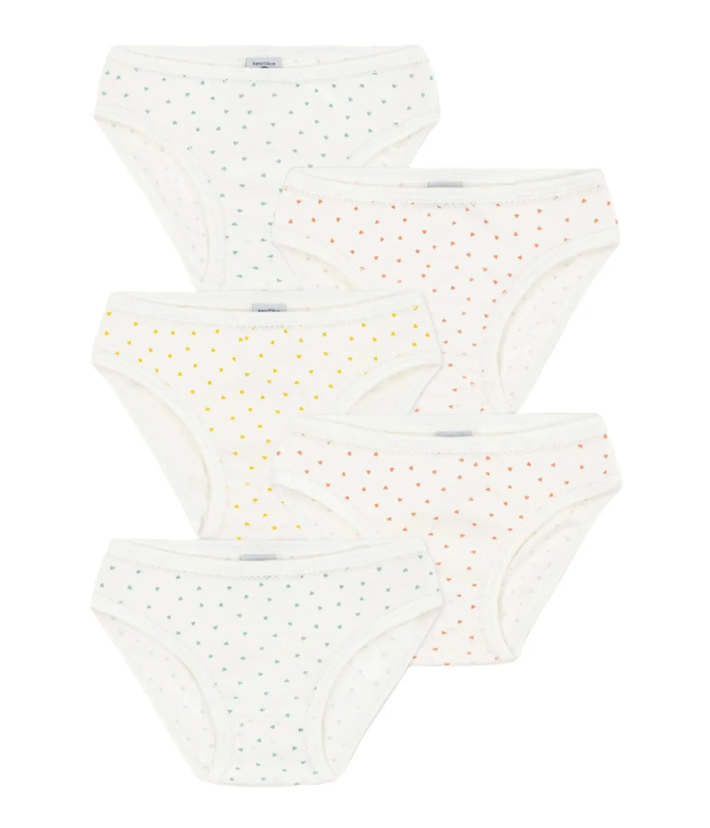 culottes mini cœurs blanc pour filles - lot de 5
