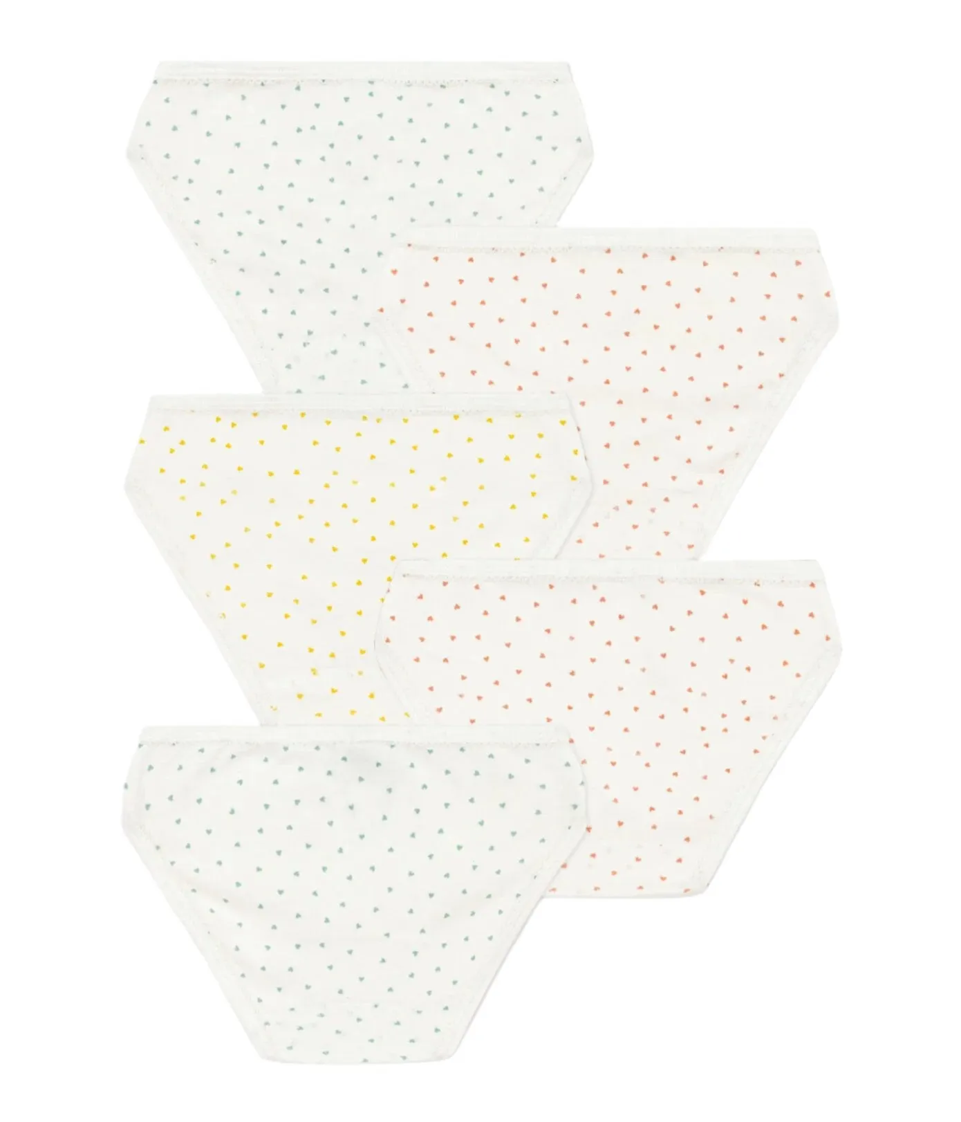 culottes mini cœurs blanc pour filles - lot de 5