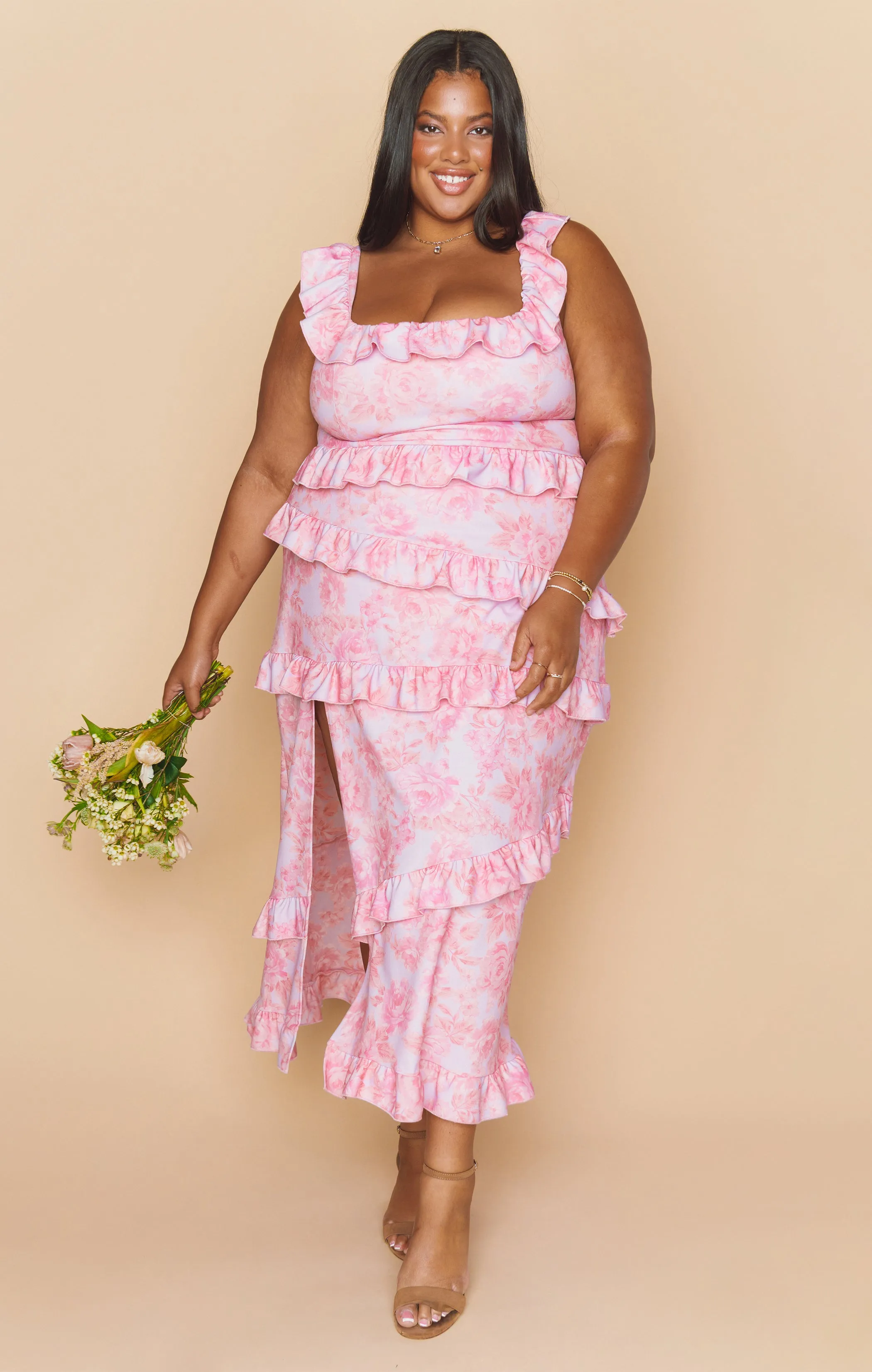 Robe Greta ~ Fleurs rosissantes extensible