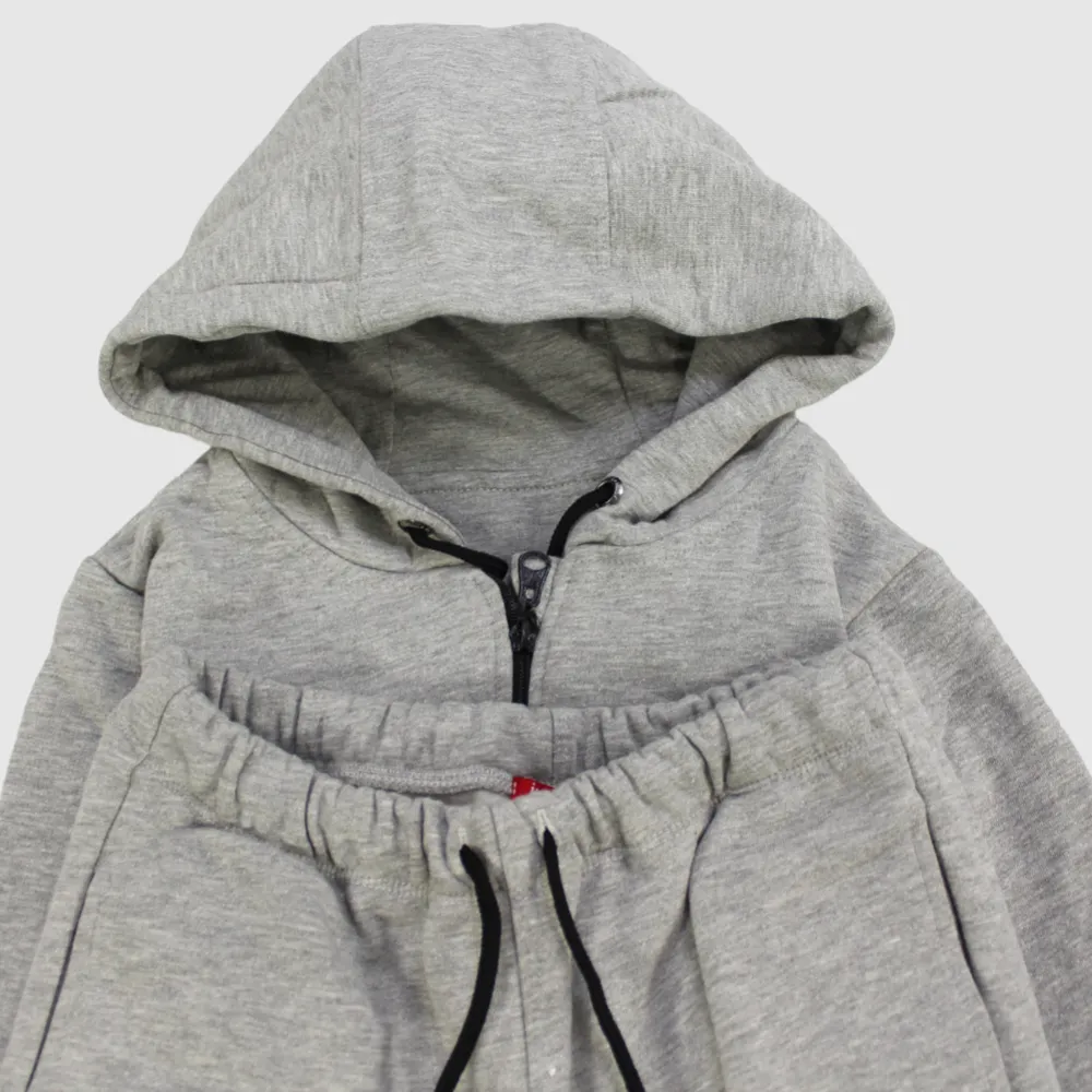 Pyjama à capuche en polaire à manches longues Gris/Noir