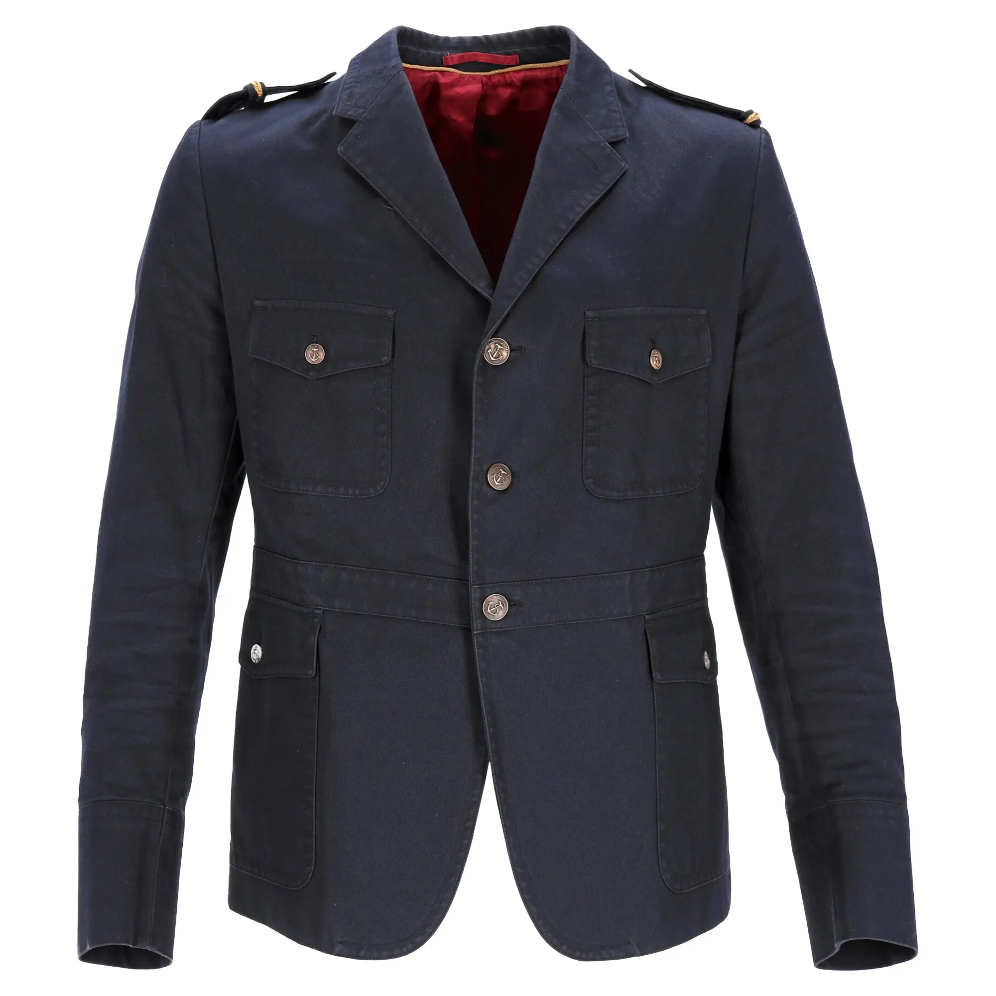 Blazer militaire Gucci avec poches en coton bleu marine