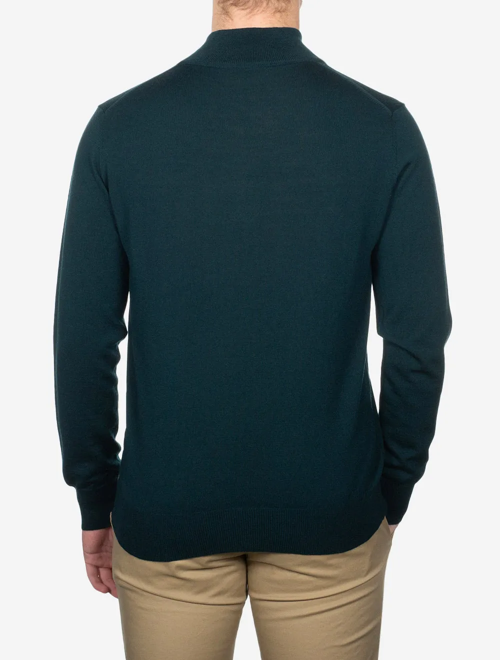 Pull col montant demi-zippé vert
