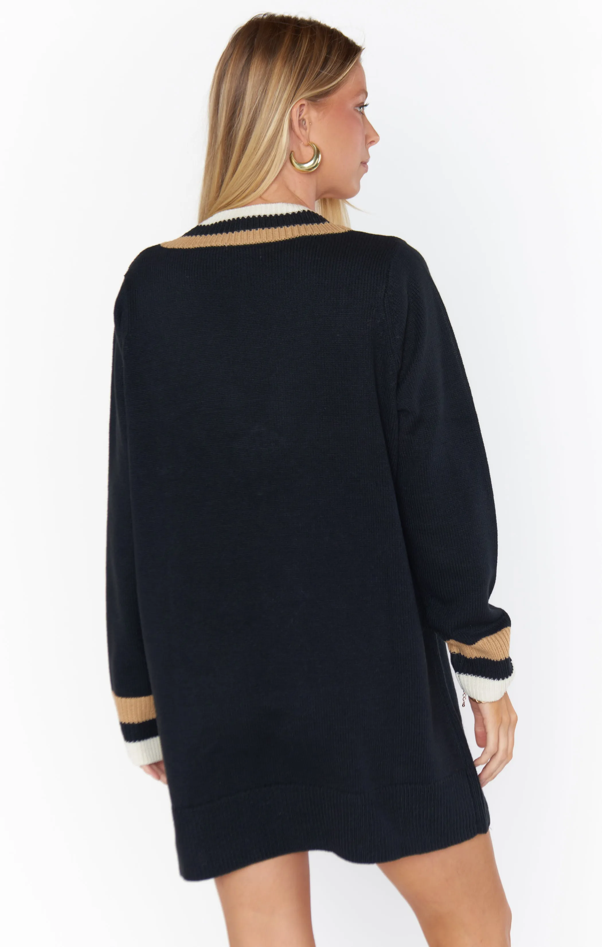 Robe pull Hartford ~ Maille rayée varsity noire