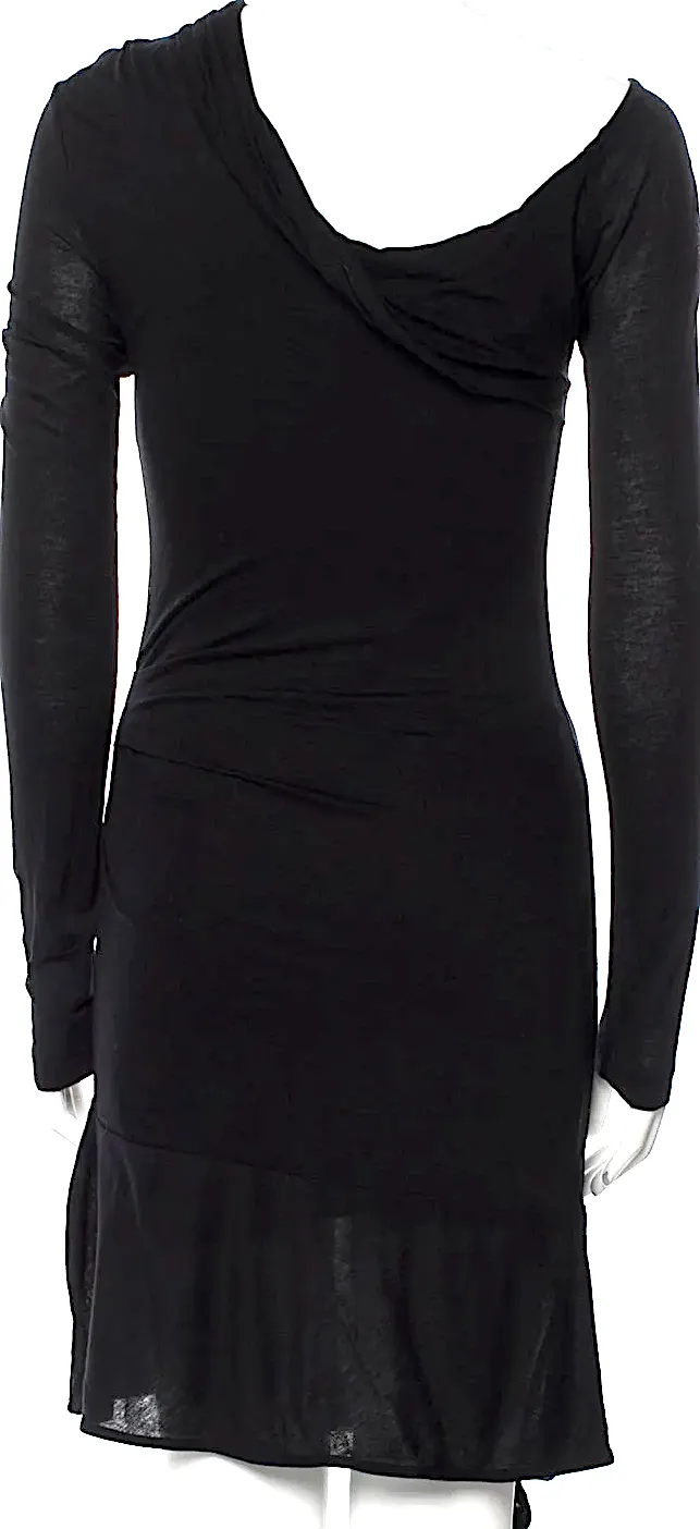Robe courte une épaule en viscose noire Helmut Lang