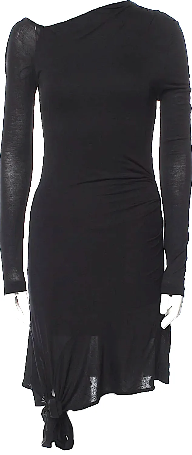 Robe courte une épaule en viscose noire Helmut Lang