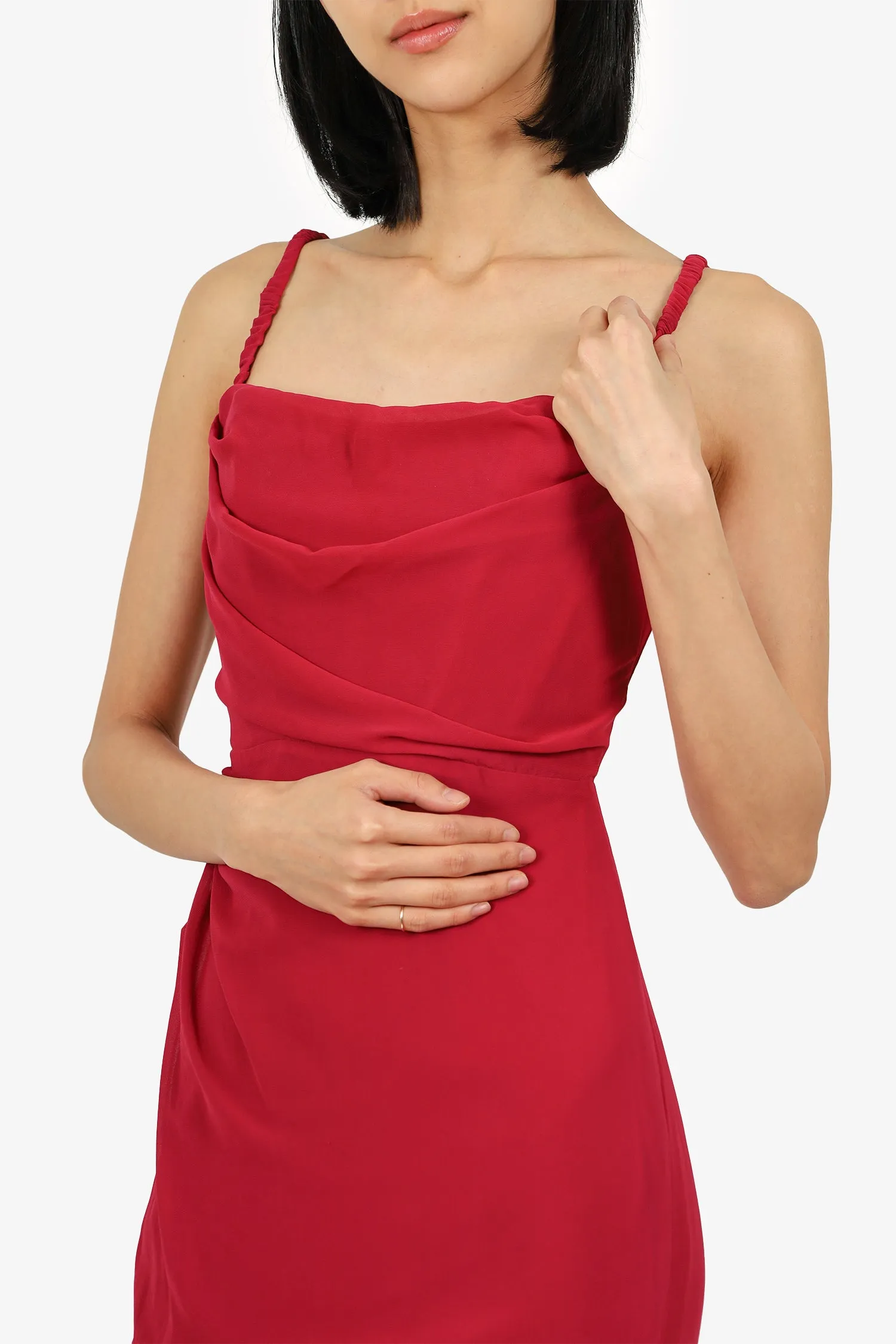 Robe mi-longue drapée rose House of CB Taille S