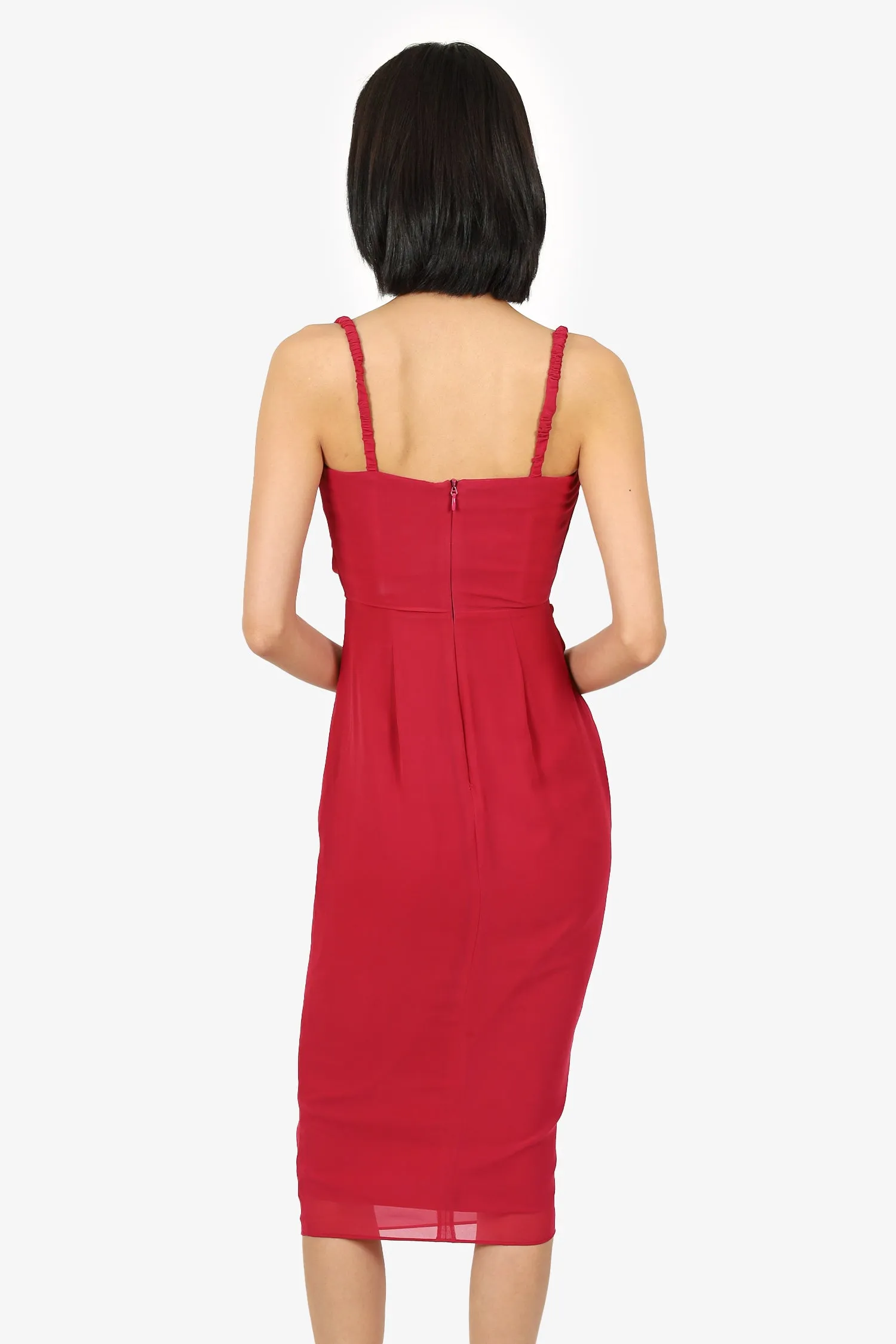 Robe mi-longue drapée rose House of CB Taille S