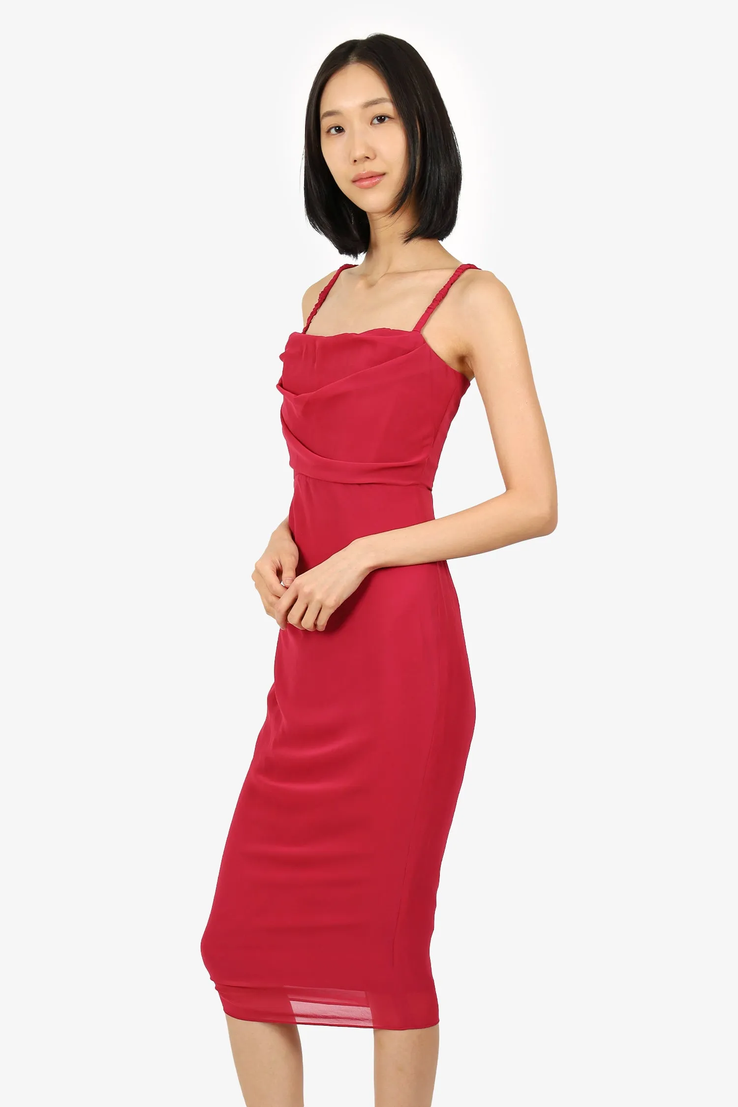 Robe mi-longue drapée rose House of CB Taille S