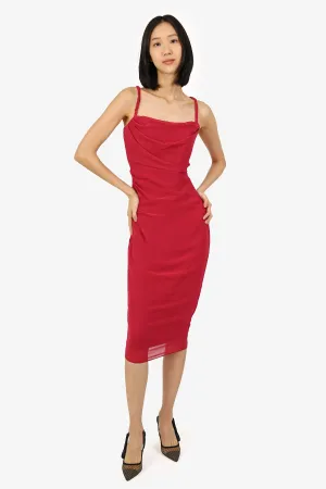 Robe mi-longue drapée rose House of CB Taille S
