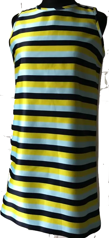 Iceberg Italy. Robe mini en tissu nylon rayé à l'avant, dos blanc