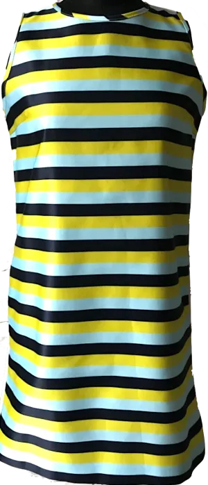 Iceberg Italy. Robe mini en tissu nylon rayé à l'avant, dos blanc