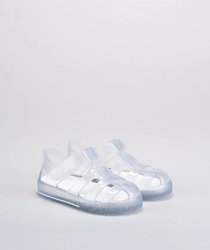 Igor : Sandales en gelée pailletées pour enfants - Transparent
