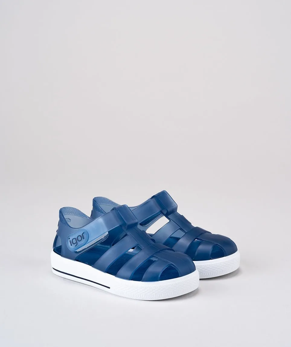 Igor : Sandales en gelée Star Kids - Bleu Marino