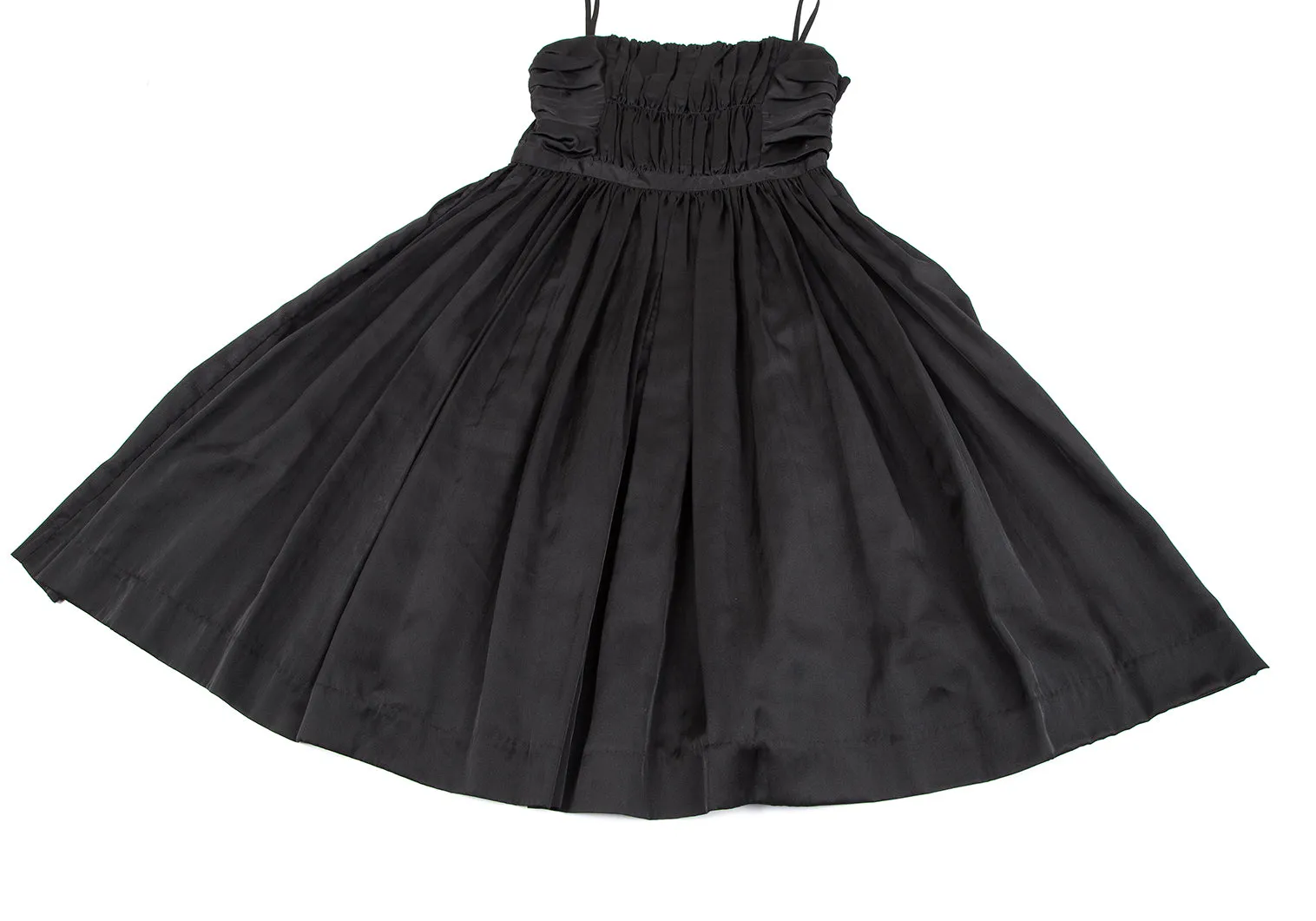 Issey Miyake Japon. Robe Cami à Volants en Polycoton Noir Zucca