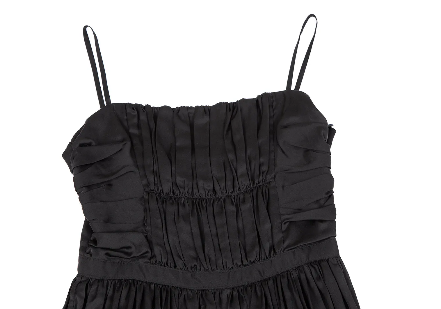 Issey Miyake Japon. Robe Cami à Volants en Polycoton Noir Zucca