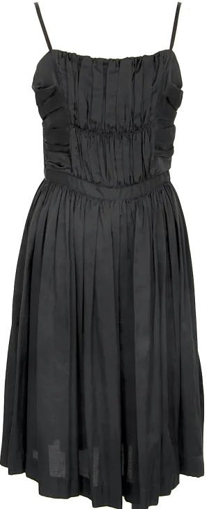 Issey Miyake Japon. Robe Cami à Volants en Polycoton Noir Zucca