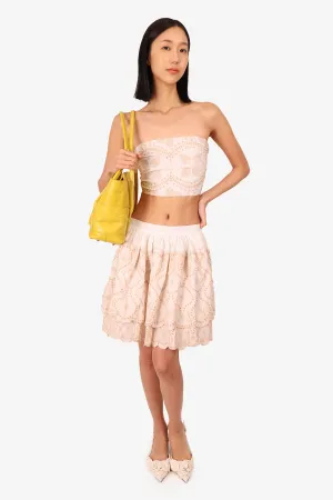 Ixiah Jupe mini à étages crème/beige avec œillets   bandeau Taille 6