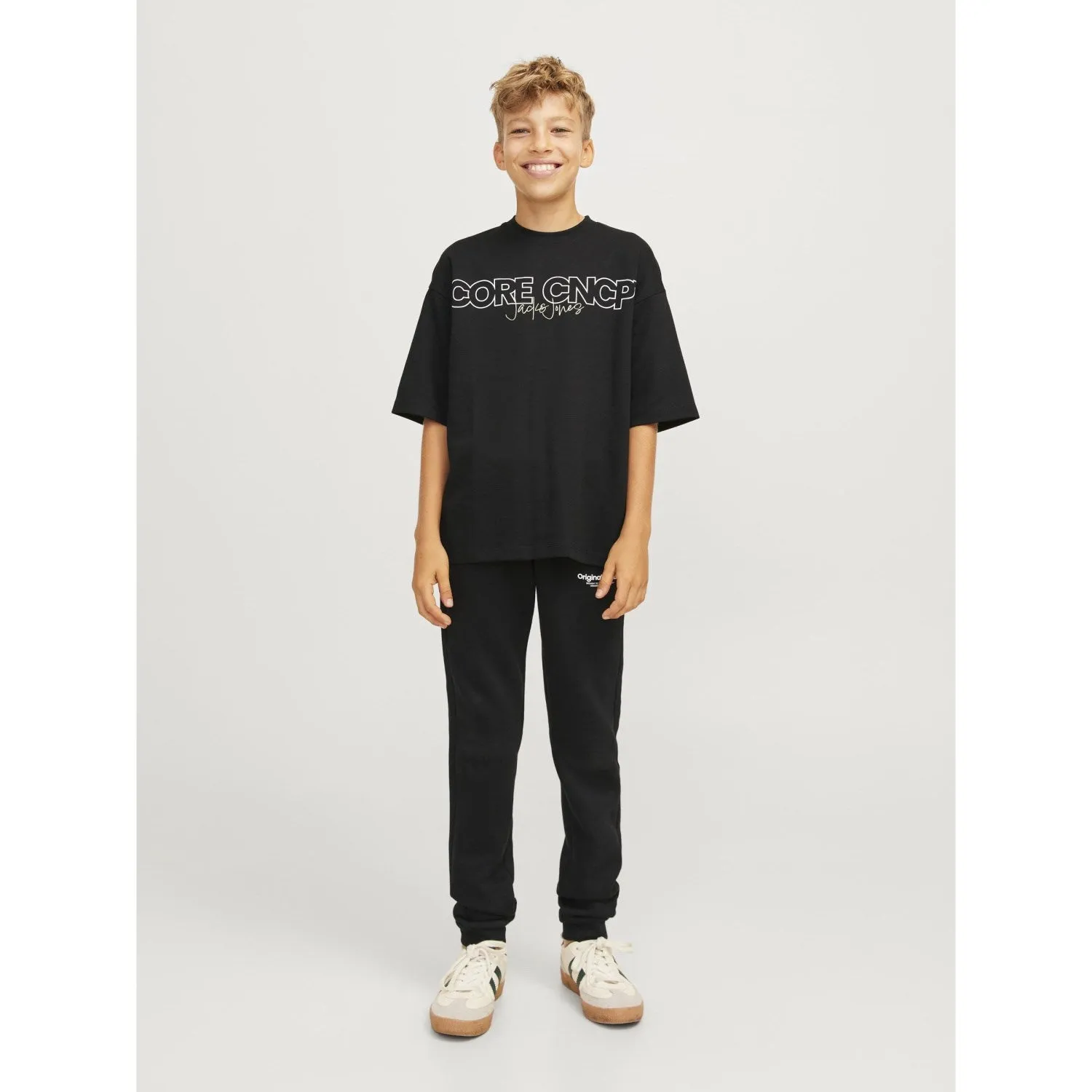 Jack & Jones Junior Pantalon de survêtement noir Gordon Vesterbro à revers Noos Jack Jones Junior