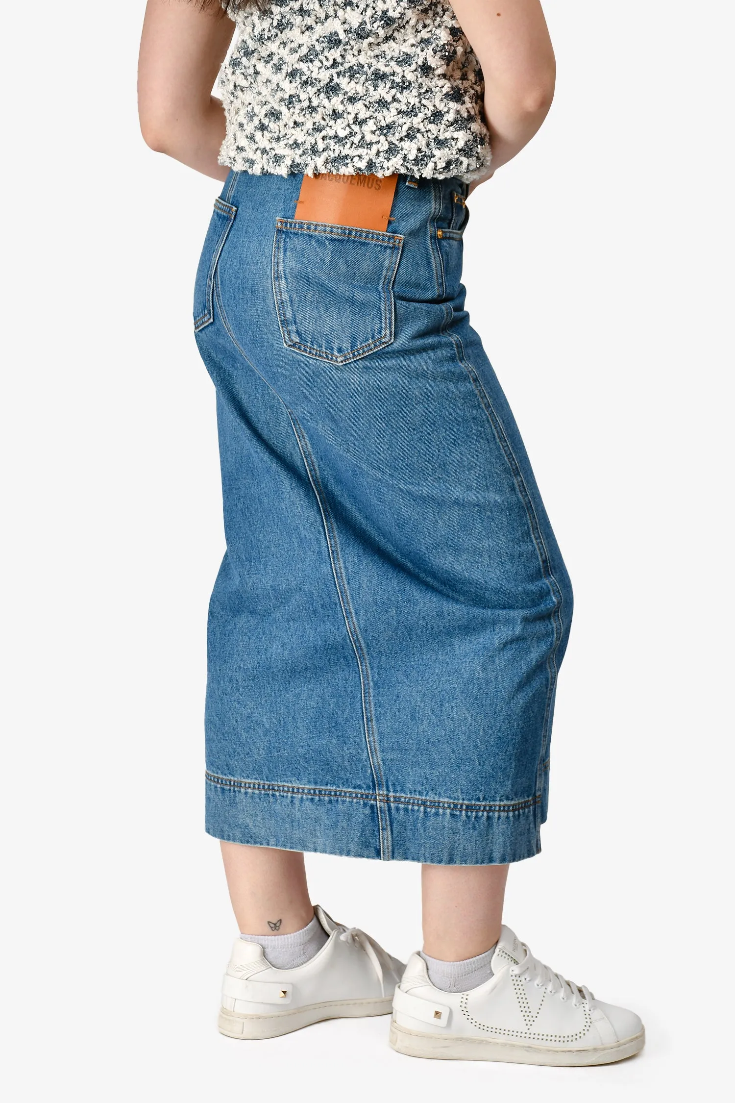 Jacquemus Bleu La Casa 'La Jupe de-Nîmes' Jupe Midi en Denim Taille 28
