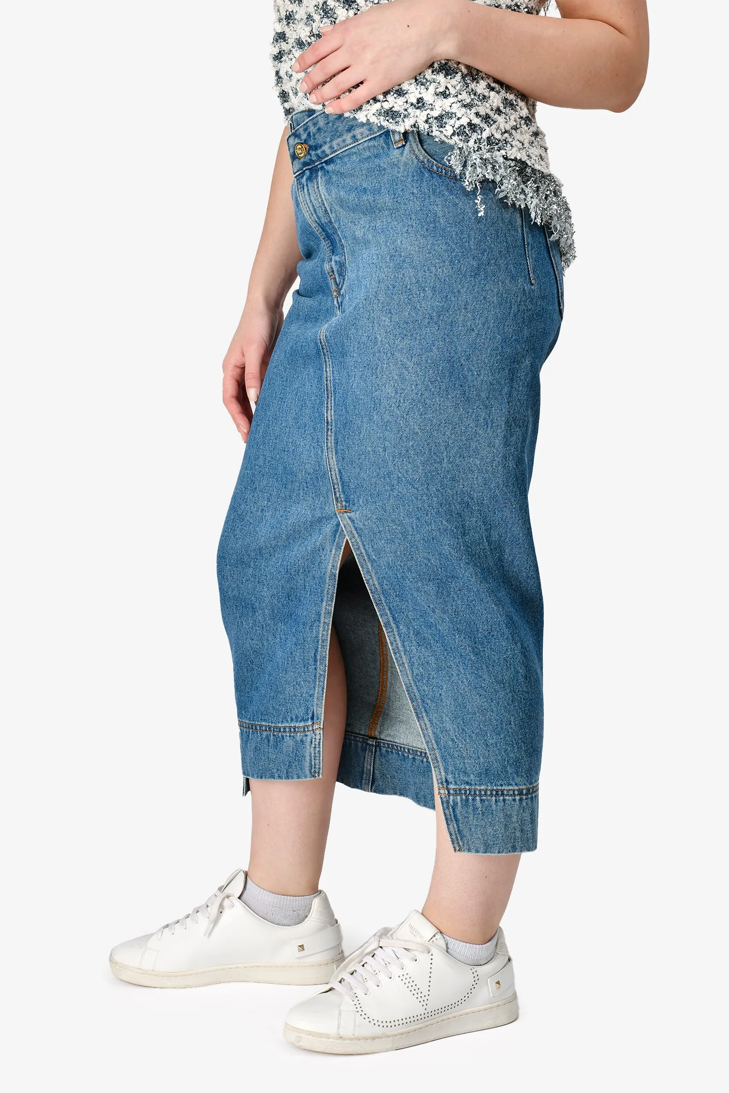Jacquemus Bleu La Casa 'La Jupe de-Nîmes' Jupe Midi en Denim Taille 28