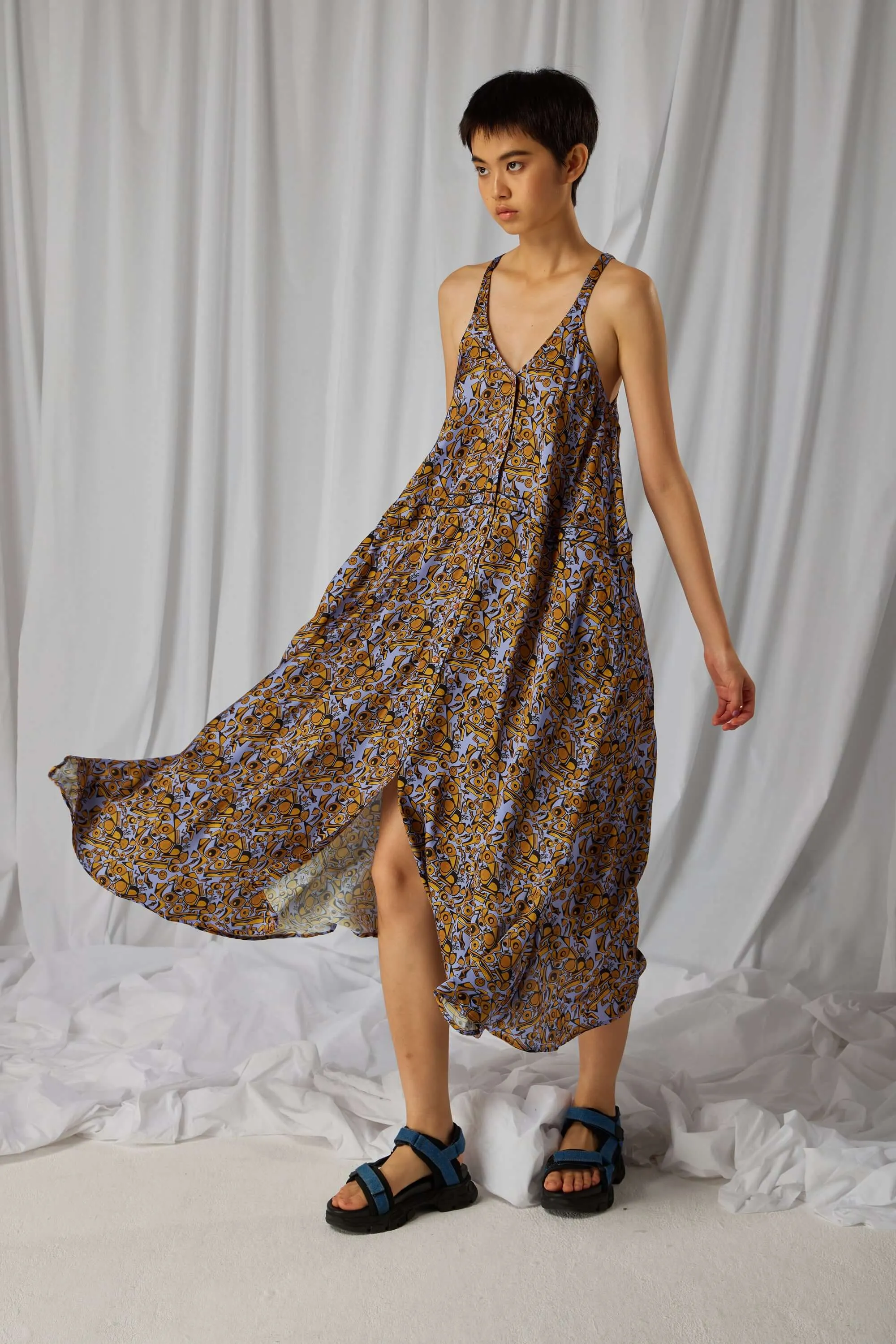 Robe Java à motif usine Art Déco