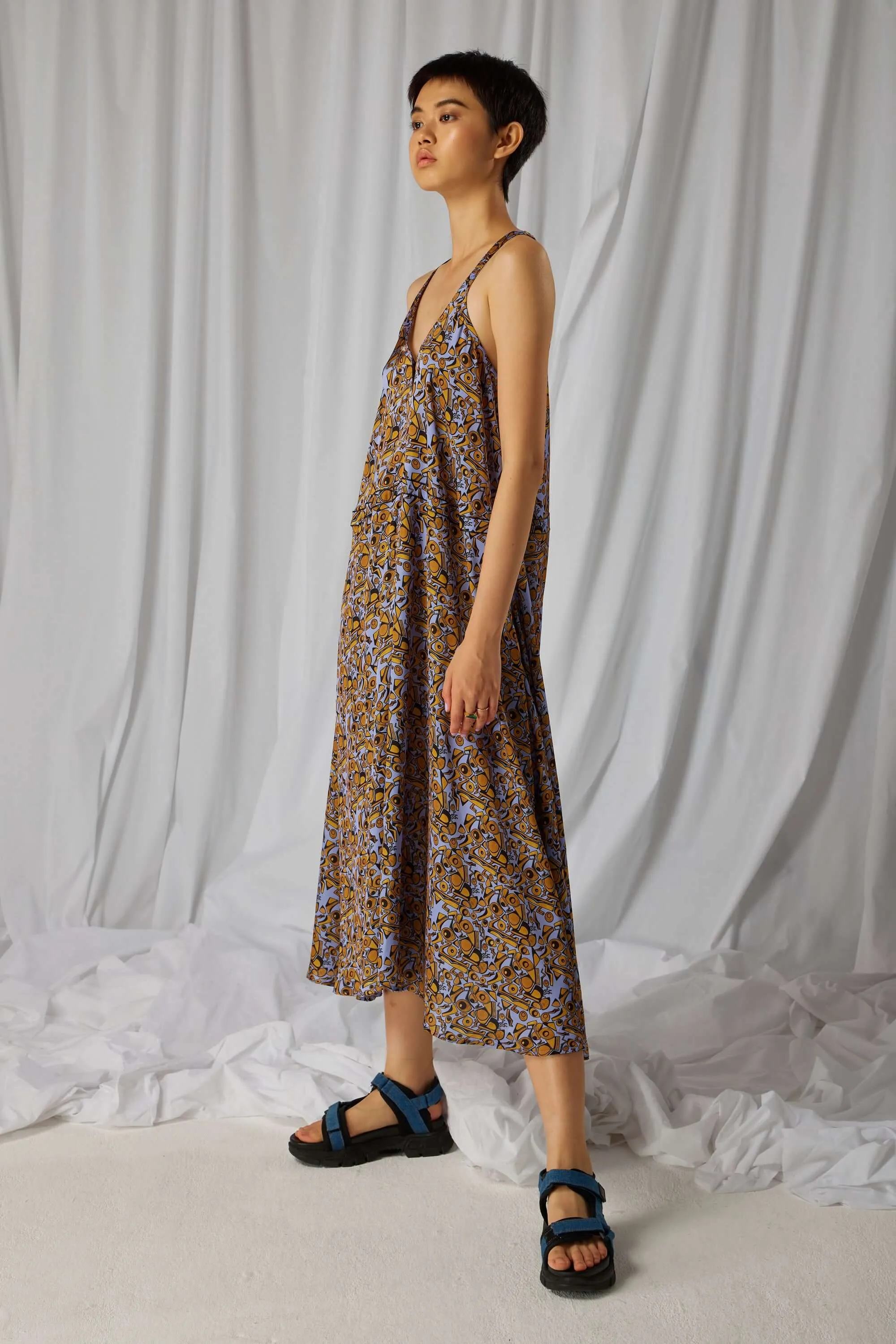 Robe Java à motif usine Art Déco