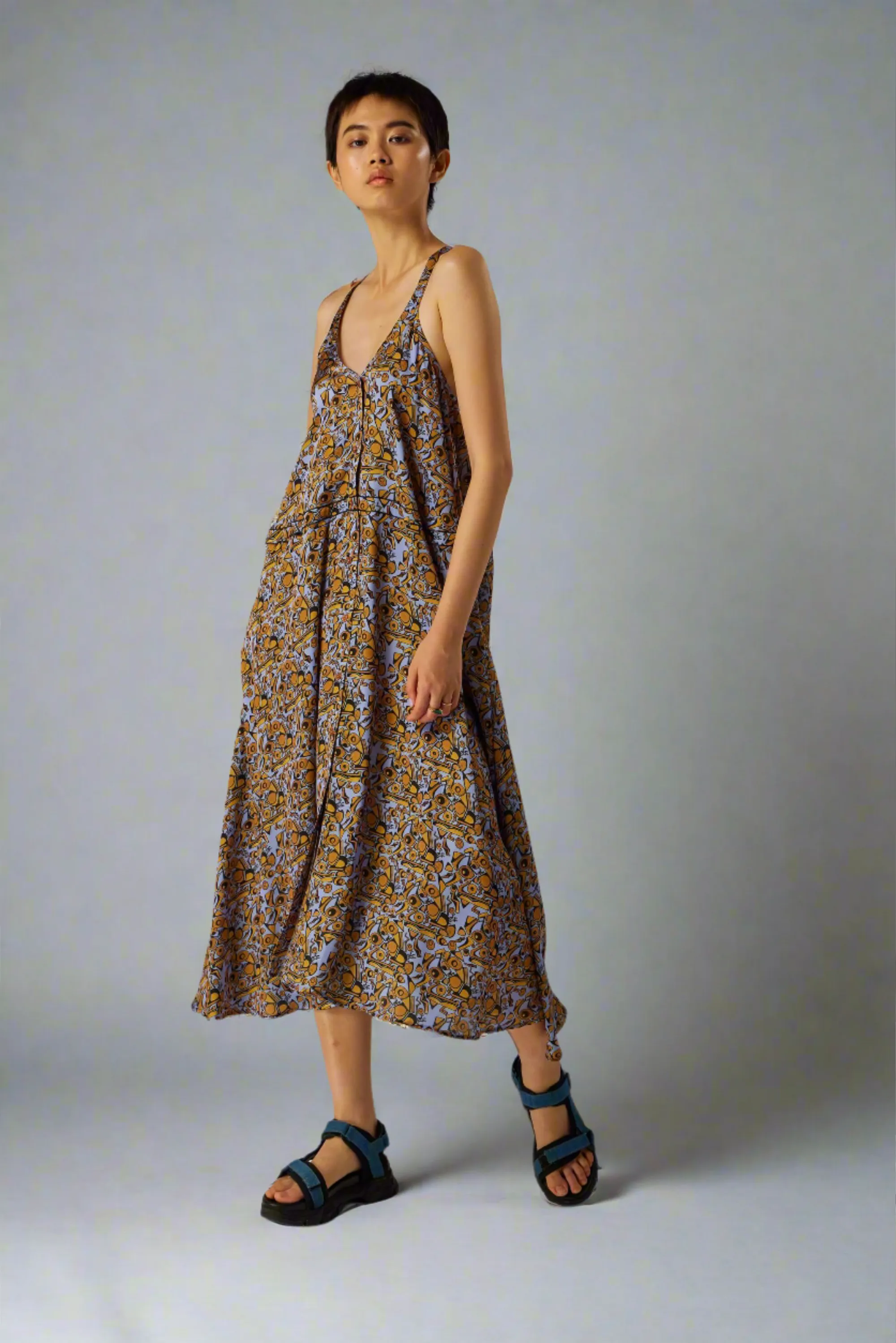 Robe Java à motif usine Art Déco
