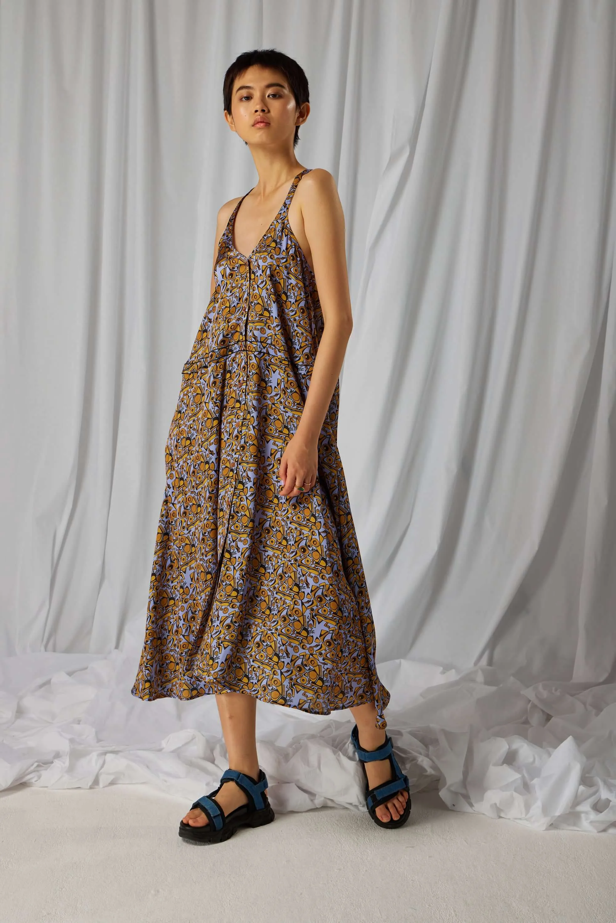 Robe Java à motif usine Art Déco