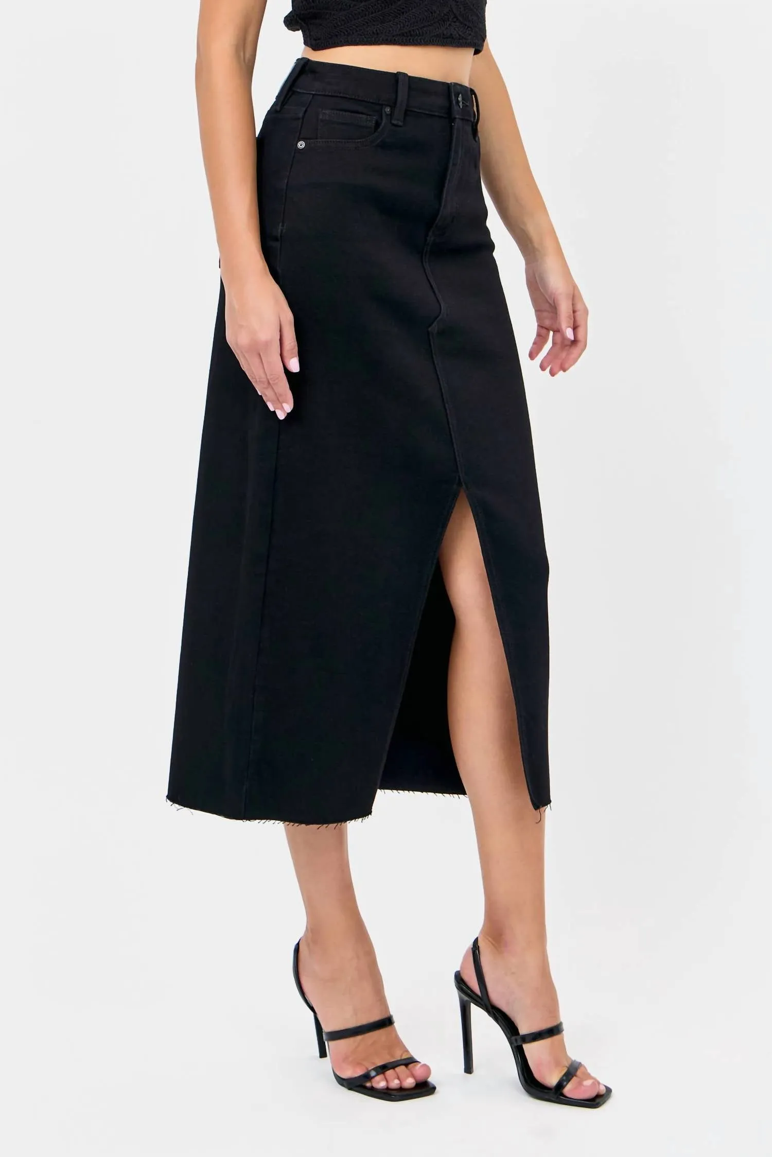 Jean Midi Jupe En Noir
