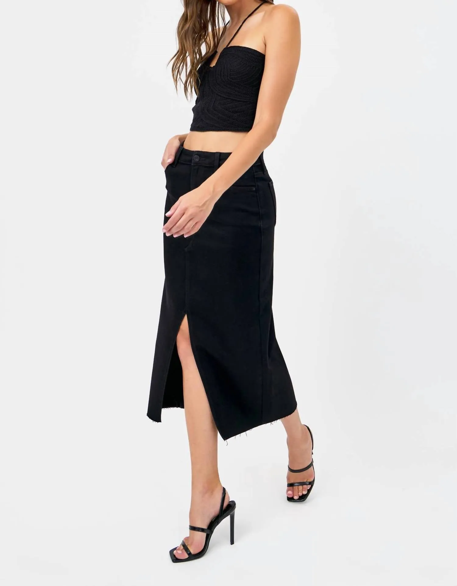 Jean Midi Jupe En Noir
