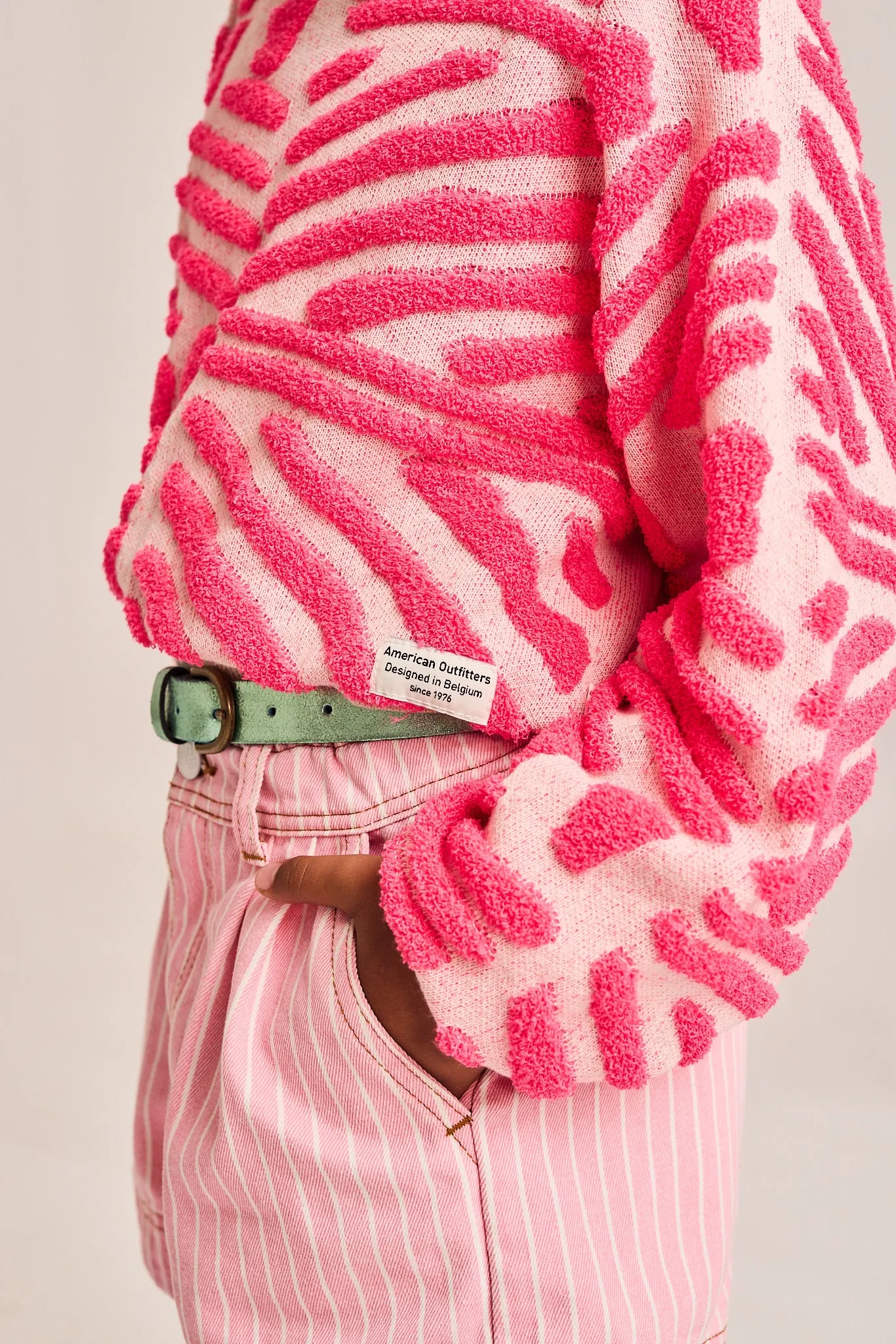 jess col ras jacquard 000510 - rose fluo Ao76 Vêtements Garçons Filles