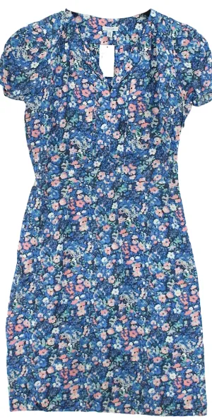 Jigsaw Londres Royaume-Uni. Robe longue 100% viscose à motifs floraux bleus
