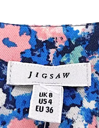 Jigsaw Londres Royaume-Uni. Robe longue 100% viscose à motifs floraux bleus