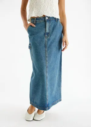 Jules Denim Jupe Longue en Bleu
