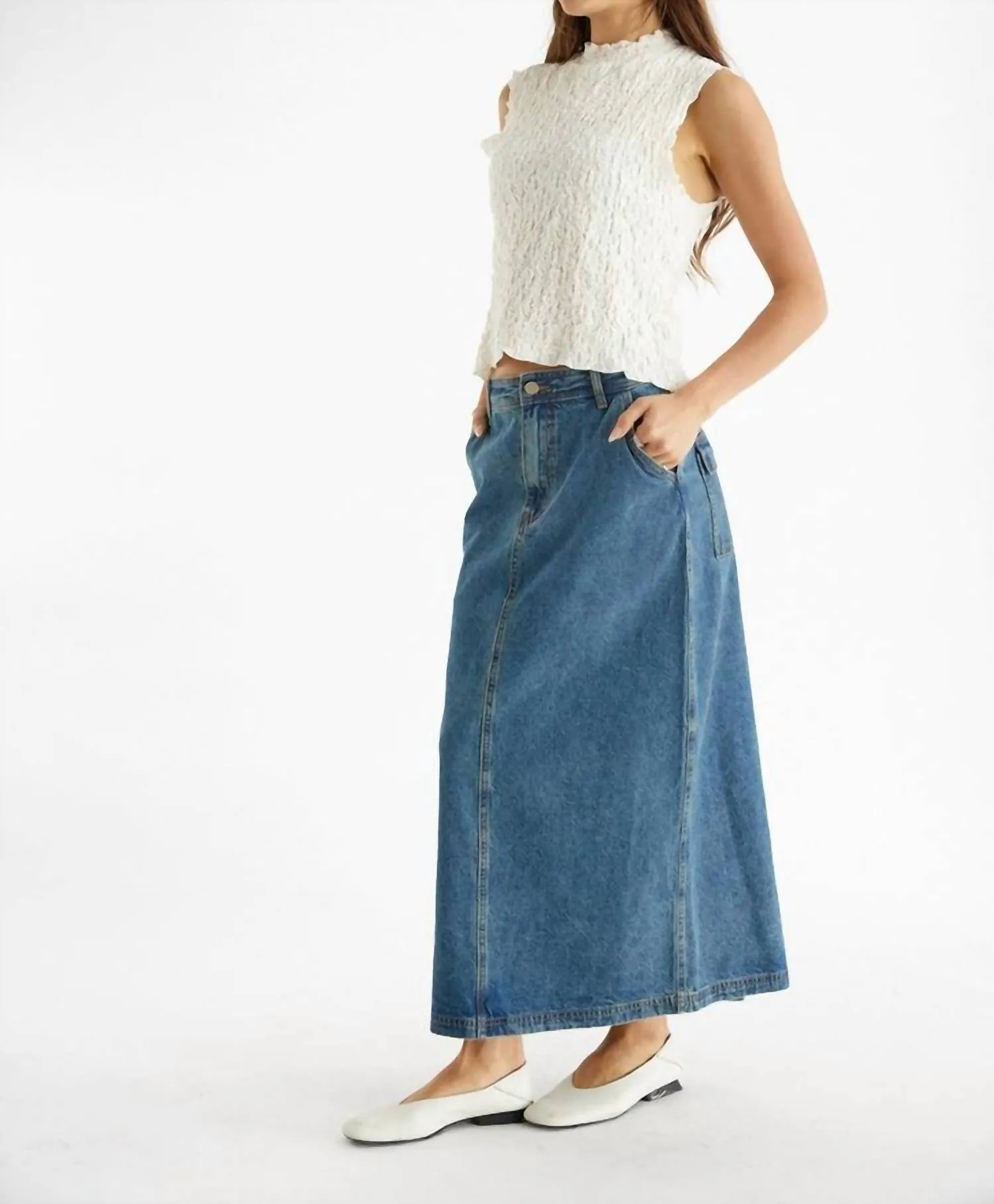 Jules Denim Jupe Longue en Bleu
