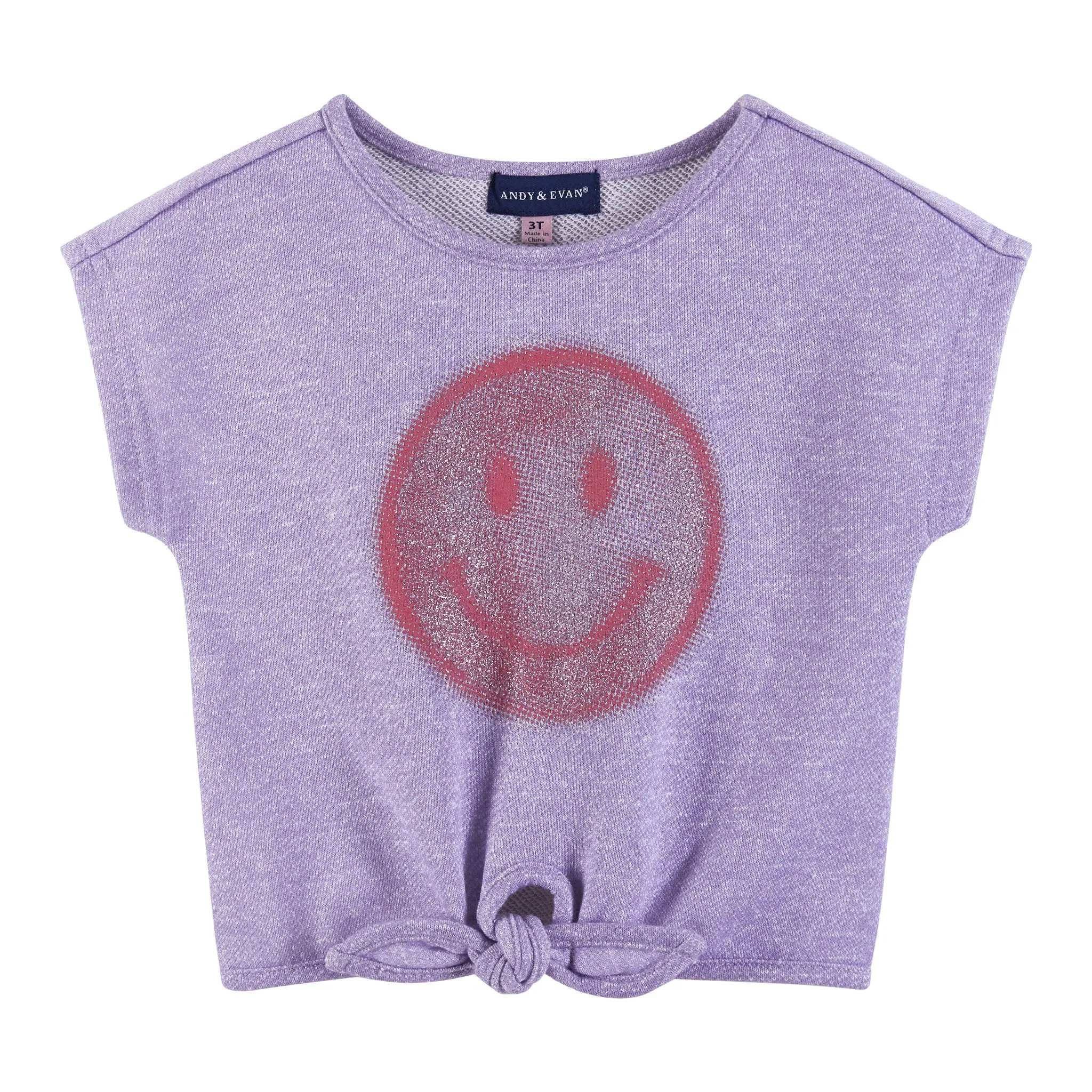 Ensemble Haut à Nœud Devant et Short pour Filles Enfants (2-6 ans) | Visage Souriant Violet Babykids_Andy-Evan