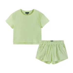 Ensemble T-shirt Pointelle et Short pour Filles Enfants (7-16 ans) | Vert Clair Babykids_Andy-Evan
