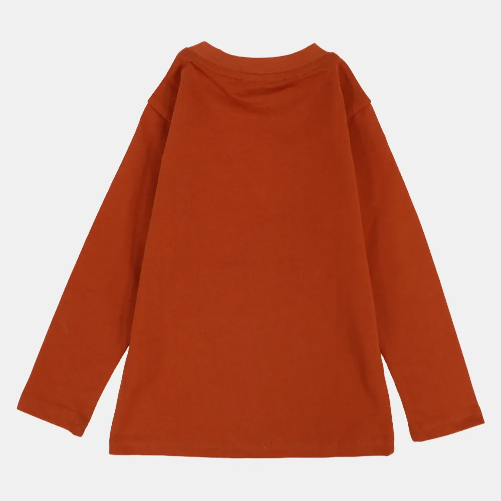 T-shirt en coton à manches longues pour garçons – Rouge brique